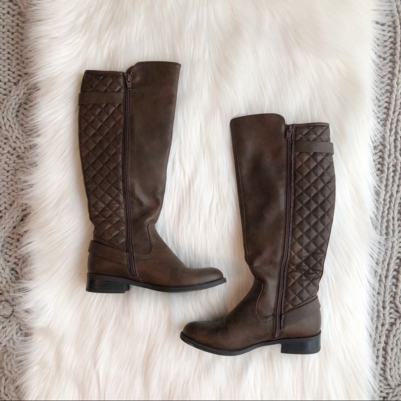 Dark brown quilted riding boots - Picture 2 of 3